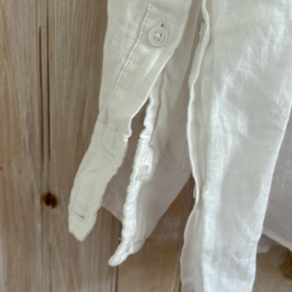 Zara white linen Button-Up - Picture 6 of 8